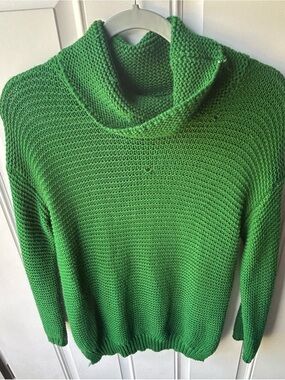 Women's Green Cowl Neck Knit Sweater